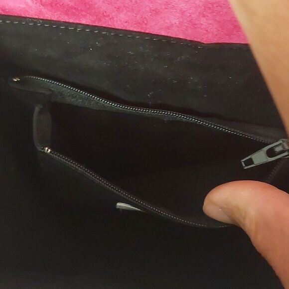 Vintage Rare SAFI Canada Fuchsia Pink Suede Leather Crossbody Bag - Picture 8 of 13